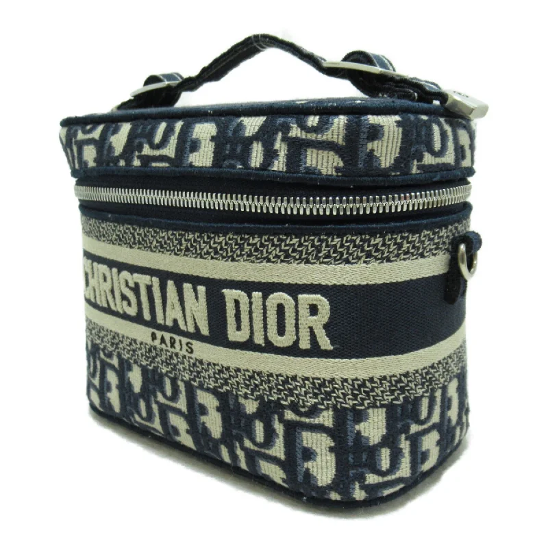 Christian Dior handbags with a removable shoulder strap for versatilityDior 2way vanity bag Navy White canvas