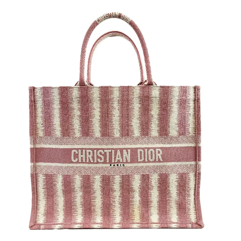 Christian Dior crossbody bags with a front - flap pocket for easy accessDIOR Bayadere Stripe Large Book Tote D-Stripes Embroidery Pink