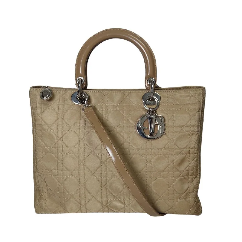 Christian Dior tote bags with a double - handle and shoulder - strap optionChristian Dior Christian Lady bag in beige nylon