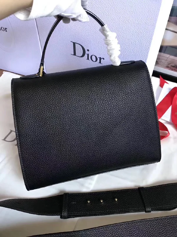 Christian Dior tote bags with a double - handle and shoulder - strap optionChristian DiorAddict Tote Bag In Black Grained Leather