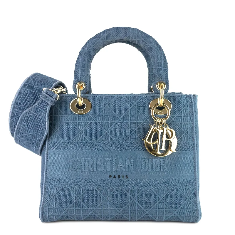 Christian Dior Saddle bags with a distressed leather finishDIOR Lady D-Lite Medium Embroidered Cannage Bag