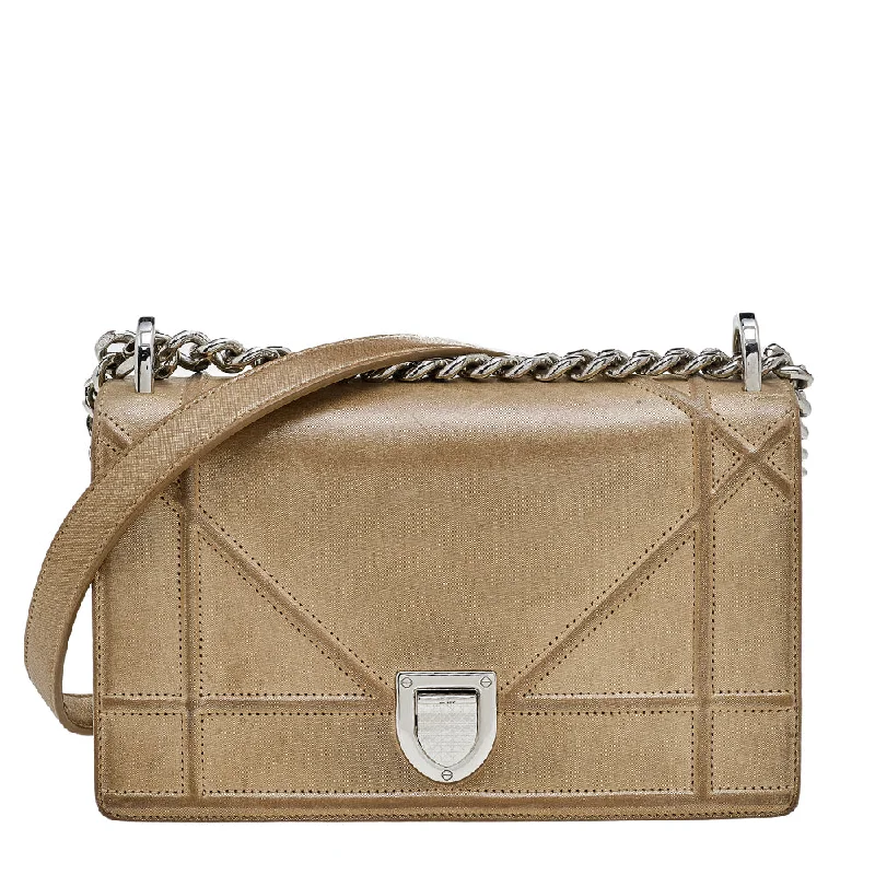 Contemporary Christian Dior handbags with a unique shapeDIOR Metallic Gold Suede Small ama Shoulder Bag