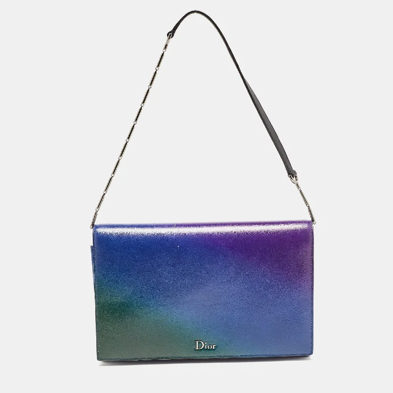 Luxury Christian Dior crossbody bags with a chain - link strapDIOR Multicolor Ombre Leather Flap Bag