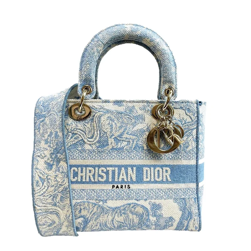 Fashion - forward Christian Dior tote bags for the modern womanDIOR Toile de Jouy Lady D-Lite Bag Embroidered Canvas Cornflower Blue