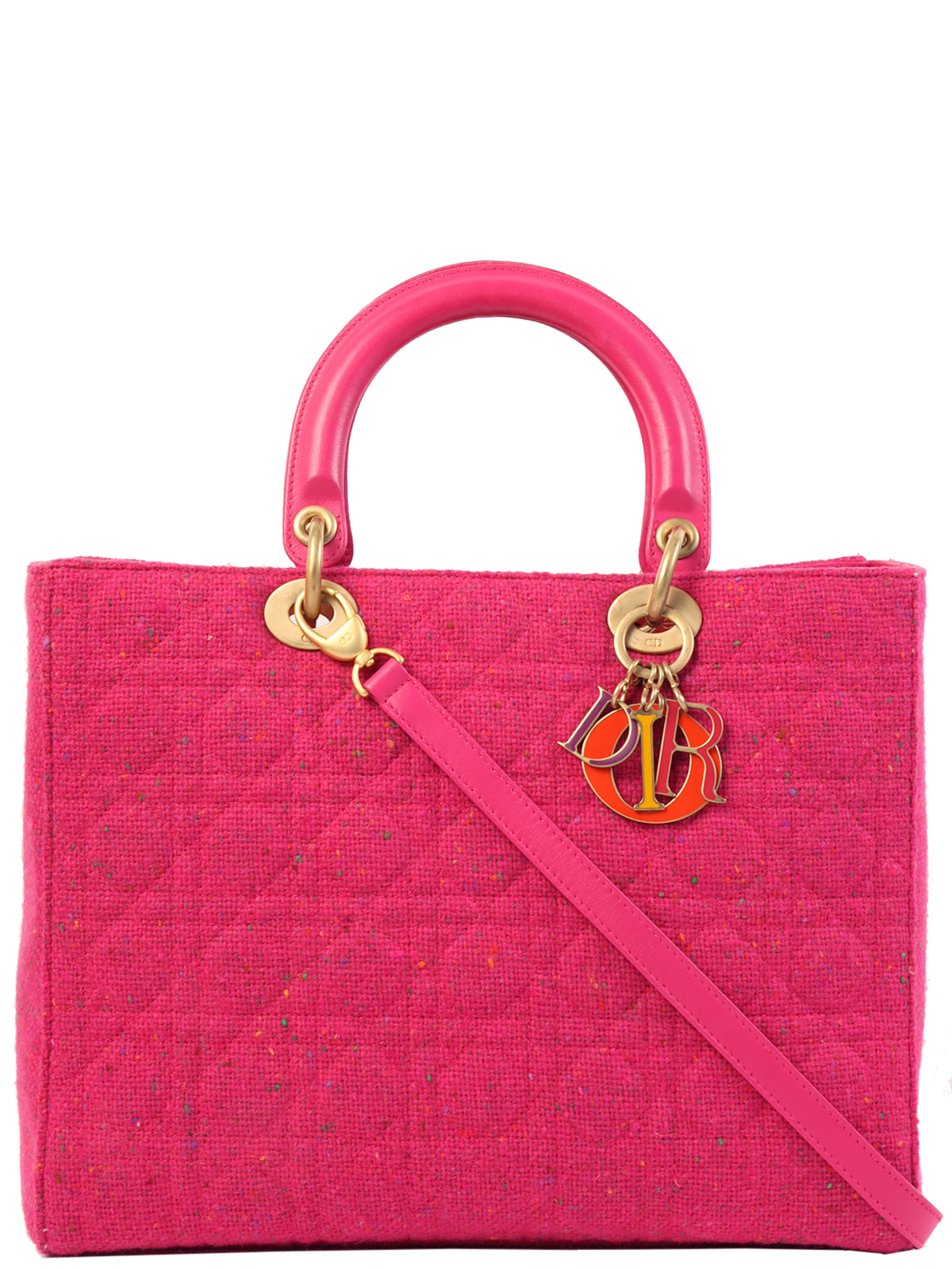 Christian Dior backpacks with a sleek, minimalist silhouetteDIOR Tweed Lady  2Way Bag L Pink/Multi