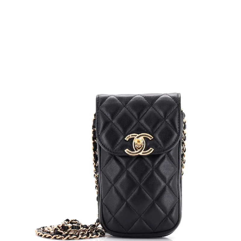 Christian Dior crossbody bags with a front - flap pocket for easy accessCC Flap Phone Holder Crossbody Bag Quilted Lambskin