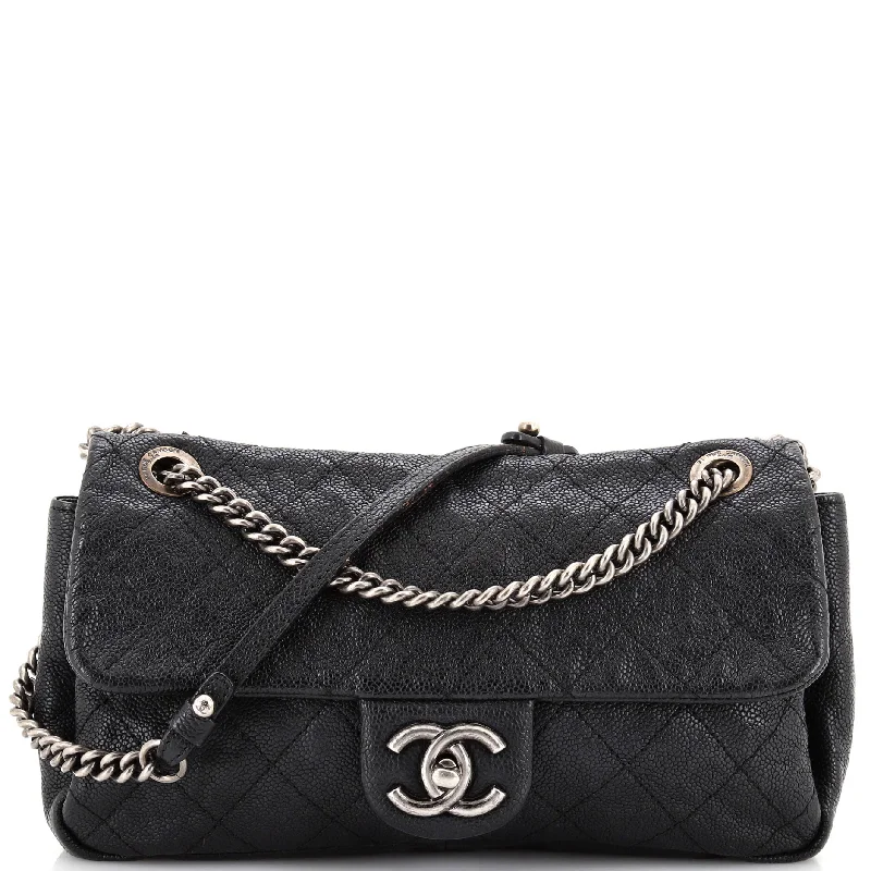 Christian Dior handbags with a detachable mirror for on - the - go touch - upsEasy Flap Bag Quilted Caviar Medium