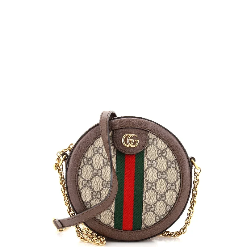 Luxury Christian Dior crossbody bags with a chain - link strapOphidia Round Shoulder Bag GG Coated Canvas Mini