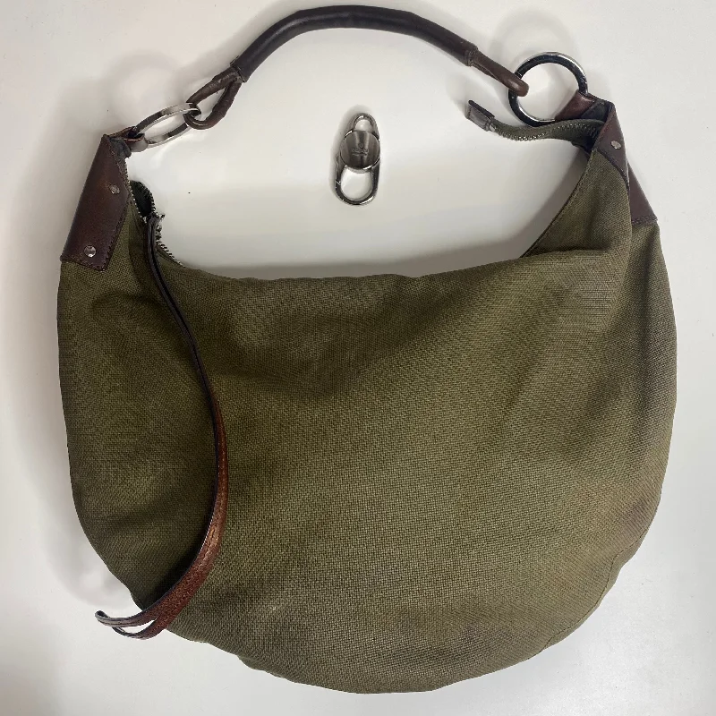 Small - sized Women Gucci shoulder bags for evening outingsGUCCI Half Moon Canvas Shoulder Bag Khaki Green